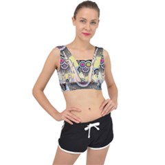 Vintage Trippy Aesthetic Psychedelic 70s Aesthetic V-back Sports Bra