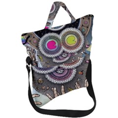 Vintage Trippy Aesthetic Psychedelic 70s Aesthetic Fold Over Handle Tote Bag