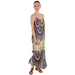 Vintage Trippy Aesthetic Psychedelic 70s Aesthetic Cami Maxi Ruffle Chiffon Dress by Bangk1t