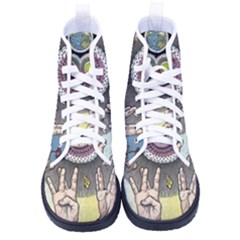 Vintage Trippy Aesthetic Psychedelic 70s Aesthetic Men s High-top Canvas Sneakers
