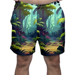 Rainforest Jungle Cartoon Animation Background Men s Shorts