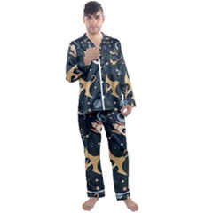 Space Theme Art Pattern Design Wallpaper Men s Long Sleeve Satin Pajamas Set by Ndabl3x