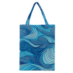 Ocean Waves Sea Abstract Pattern Water Blue Classic Tote Bag by Ndabl3x