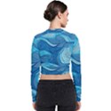 Ocean Waves Sea Abstract Pattern Water Blue Long Sleeve Zip Up Bomber Jacket View2