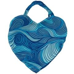 Ocean Waves Sea Abstract Pattern Water Blue Giant Heart Shaped Tote
