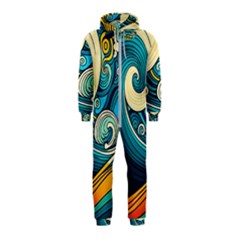 Waves Wave Ocean Sea Abstract Whimsical Abstract Art Hooded Jumpsuit (kids) by Ndabl3x