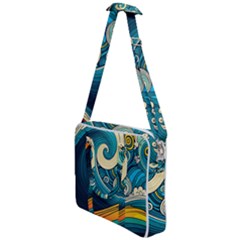 Waves Wave Ocean Sea Abstract Whimsical Abstract Art Cross Body Office Bag by Ndabl3x