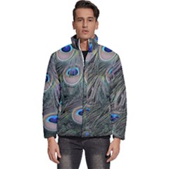 Peacock Feathers Peacock Bird Feathers Men s Puffer Bubble Jacket Coat by Ndabl3x