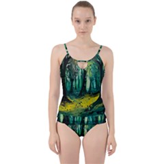 Ai Generated Trees Forest Mystical Forest Nature Art Cut Out Top Tankini Set by Ndabl3x