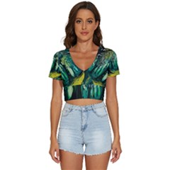 Ai Generated Trees Forest Mystical Forest Nature Art V-neck Crop Top by Ndabl3x