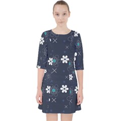 Flowers Pattern Pattern Flower Texture Quarter Sleeve Pocket Dress