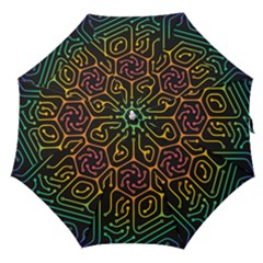 Circuit Hexagonal Geometric Pattern Background Pattern Straight Umbrellas by Ndabl3x