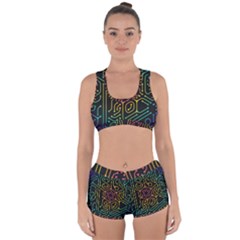 Circuit Hexagonal Geometric Pattern Background Pattern Racerback Boyleg Bikini Set by Ndabl3x