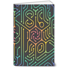 Circuit Hexagonal Geometric Pattern Background Pattern 8  X 10  Softcover Notebook by Ndabl3x