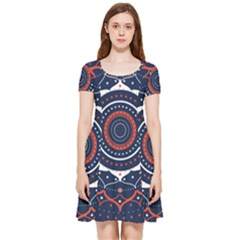 Mandala Orange Navy Inside Out Cap Sleeve Dress by Ndabl3x