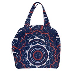 Mandala Orange Navy Boxy Hand Bag