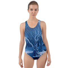 Nature Winter Cold Snow Landscape Cut-out Back One Piece Swimsuit