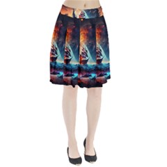 Tree Planet Moon Pleated Skirt by Ndabl3x