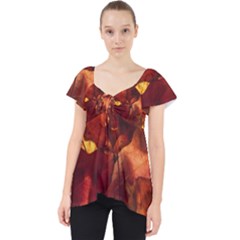 Leaves Fall Autumn Season Orange Lace Front Dolly Top