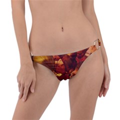 Leaves Fall Autumn Season Orange Ring Detail Bikini Bottoms