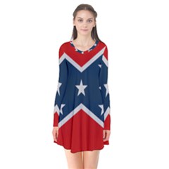 Rebel flag  Long Sleeve V-neck Flare Dress