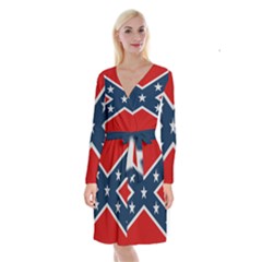 Rebel flag  Long Sleeve Velvet Front Wrap Dress