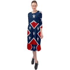 Rebel flag  Ruffle End Midi Chiffon Dress