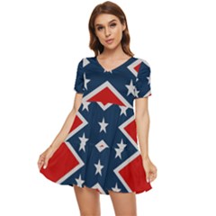 Rebel flag  Tiered Short Sleeve Babydoll Dress