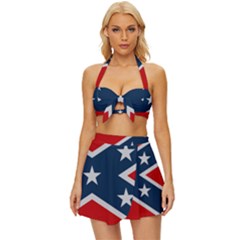 Rebel flag  Vintage Style Bikini Top and Skirt Set 