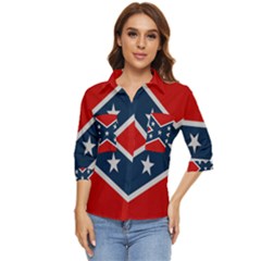 Rebel flag  Women s Quarter Sleeve Pocket Shirt