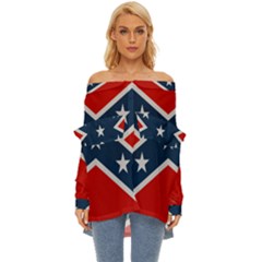 Rebel flag  Off Shoulder Chiffon Pocket Shirt