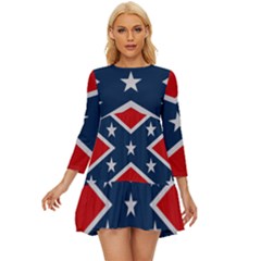 Rebel flag  Long Sleeve Babydoll Dress