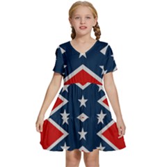 Rebel flag  Kids  Short Sleeve Tiered Mini Dress