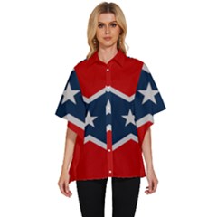 Rebel flag  Women s Batwing Button Up Shirt