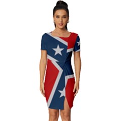 Rebel flag  Fitted Knot Split End Bodycon Dress