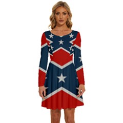 Rebel flag  Long Sleeve Wide Neck Velvet Dress