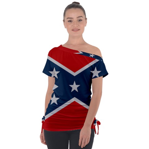 Rebel Flag  Off Shoulder Tie-up Tee by Jen1cherryboot88