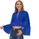 Scratched Royal Blue Stripe Boho Long Bell Sleeve Top View2