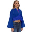 Scratched Royal Blue Stripe Boho Long Bell Sleeve Top View3