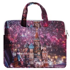 Moscow Kremlin Saint Basils Cathedral Architecture  Building Cityscape Night Fireworks Macbook Pro 16  Double Pocket Laptop Bag 