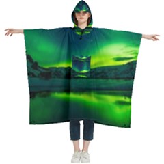 Iceland Aurora Borealis Women s Hooded Rain Ponchos by Cowasu