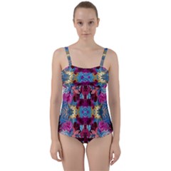 Roses Liquify  Twist Front Tankini Set by kaleidomarblingart