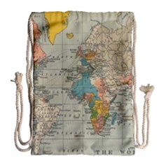 Vintage World Map Drawstring Bag (large) by Cowasu