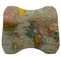 Vintage World Map Velour Head Support Cushion