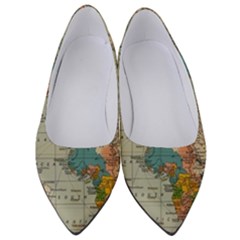 Vintage World Map Women s Low Heels