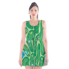 Golf Course Par Golf Course Green Scoop Neck Skater Dress by Cowasu