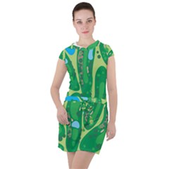 Golf Course Par Golf Course Green Drawstring Hooded Dress by Cowasu