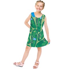 Golf Course Par Golf Course Green Kids  Tunic Dress by Cowasu