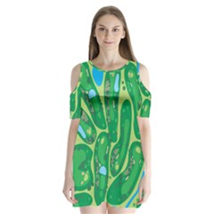 Golf Course Par Golf Course Green Shoulder Cutout Velvet One Piece by Cowasu