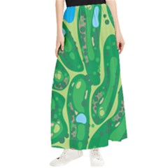 Golf Course Par Golf Course Green Maxi Chiffon Skirt by Cowasu